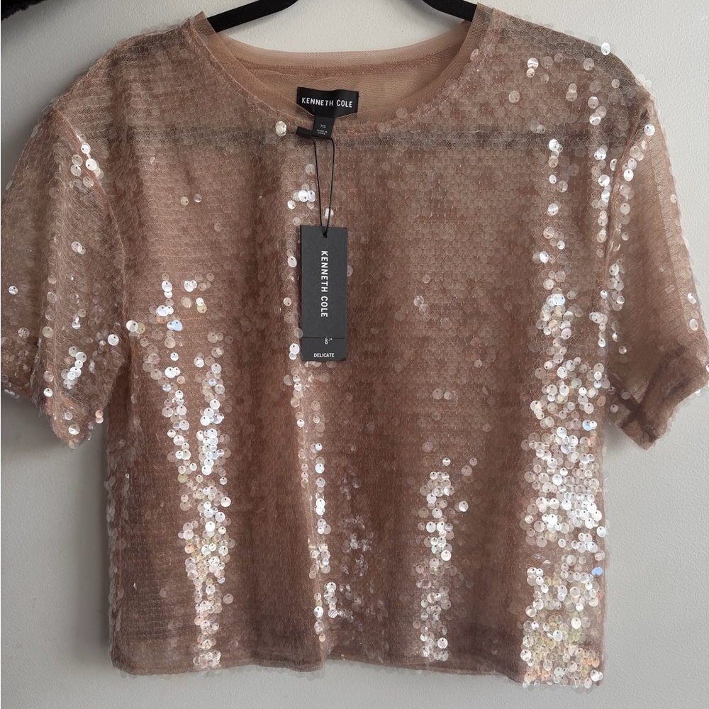 Kenneth Cole Rose Gold Honey Sequin Top